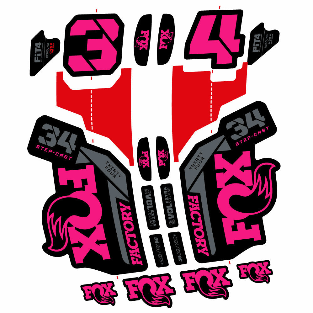 Stickers Fox 34 SC Factory 2021 compatibles Autocollants fourche VTT 29"