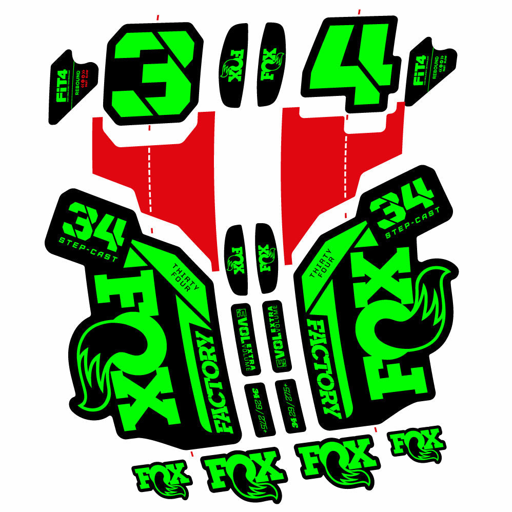 Stickers Fox 34 SC Factory 2021 compatibles Autocollants fourche VTT 29"