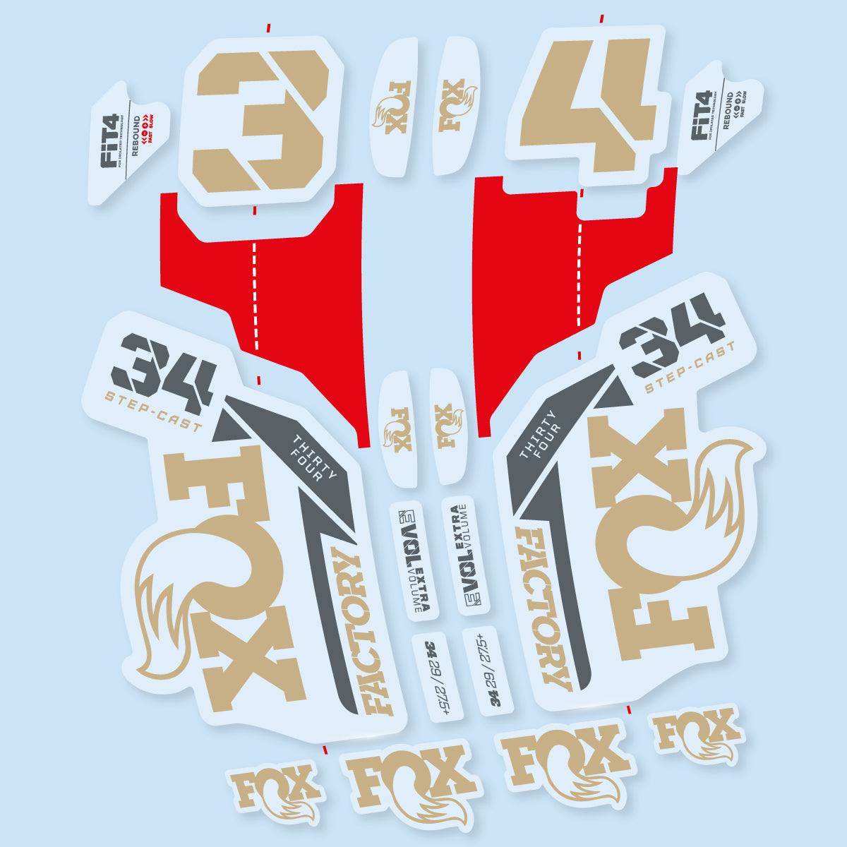 Stickers compatibles Fox 34 SC Factory 2021 pour fourche – autocollants vinyle - Sable