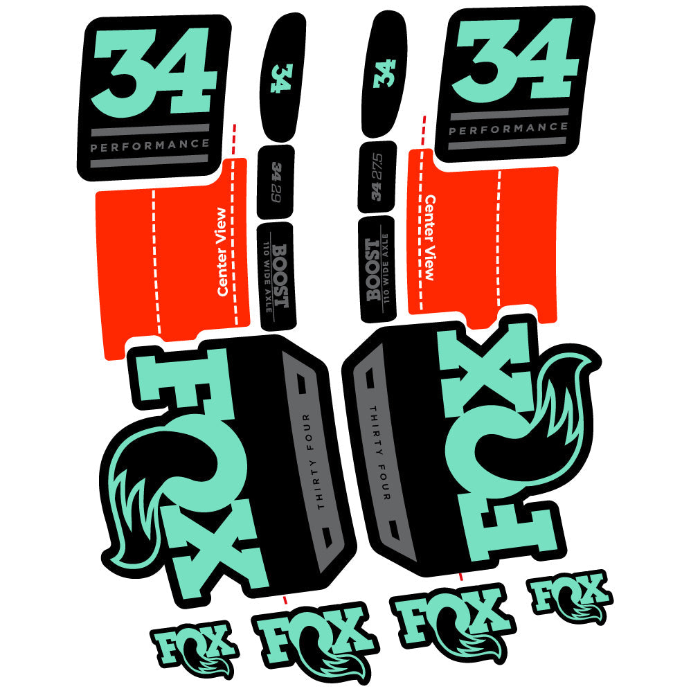 Stickers Fox 34 Performance 2019 compatibles Autocollants fourche VTT