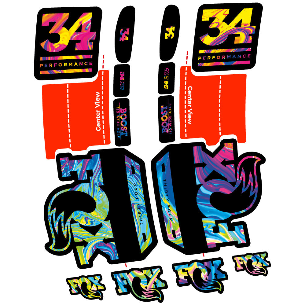Stickers Fox 34 Performance 2019 compatibles Autocollants fourche VTT