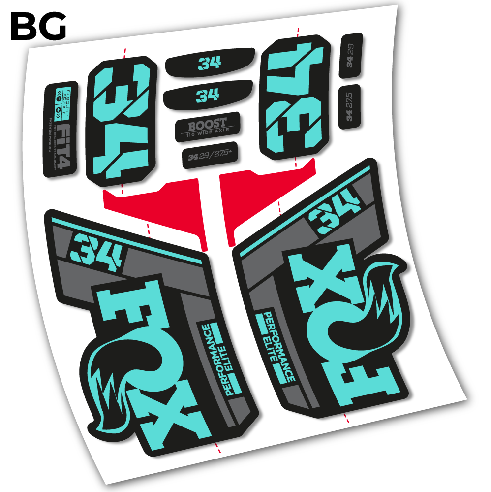 Stickers Fox 34 Performance Elite 2021 compatibles Autocollants fourche VTT