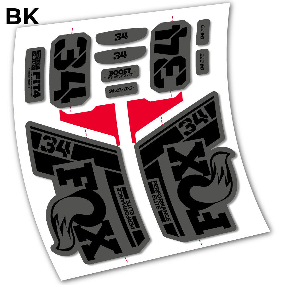 Stickers Fox 34 Performance Elite 2021 compatibles Autocollants fourche VTT