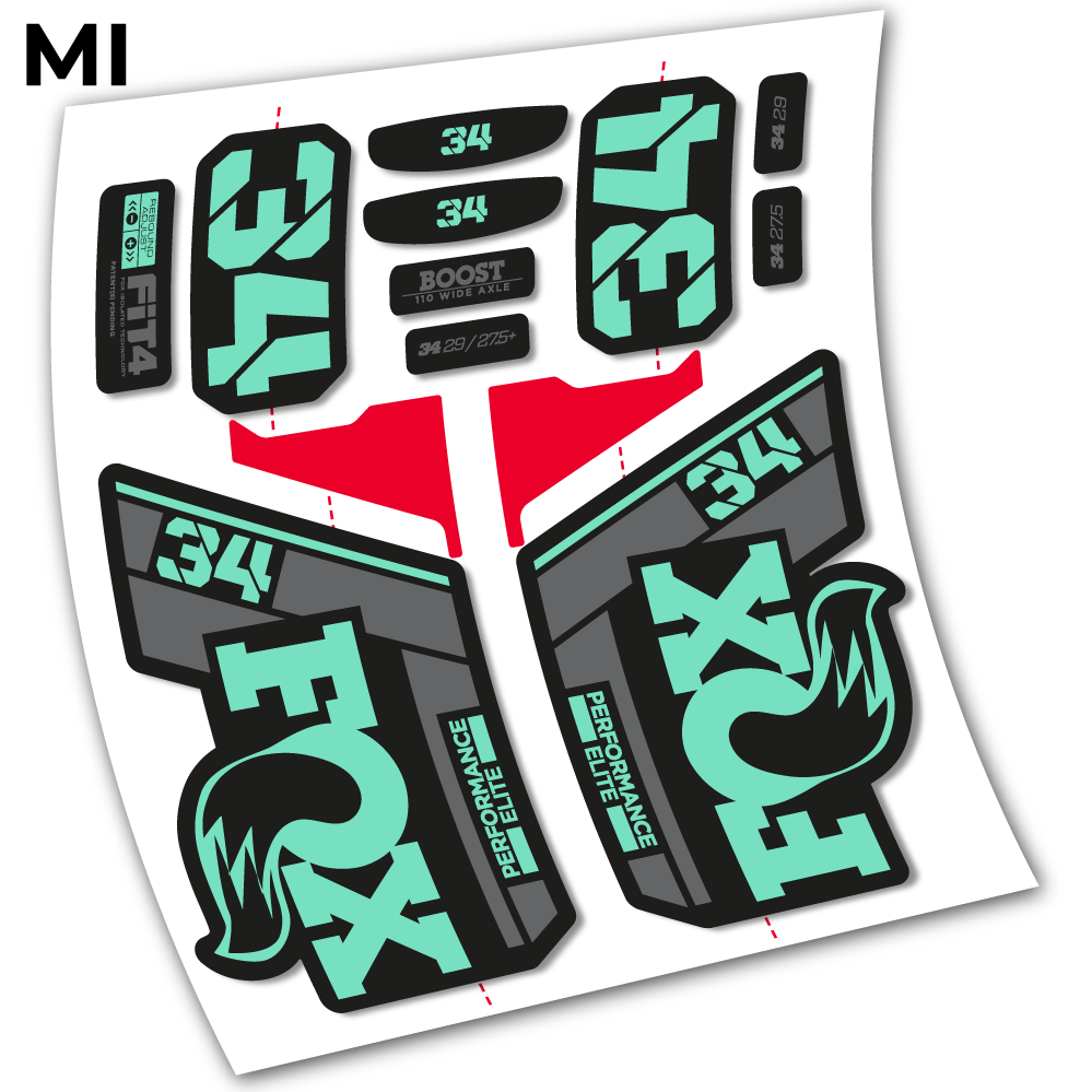 Stickers Fox 34 Performance Elite 2021 compatibles Autocollants fourche VTT