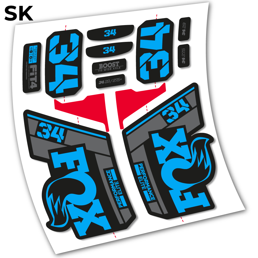 Stickers Fox 34 Performance Elite 2021 compatibles Autocollants fourche VTT