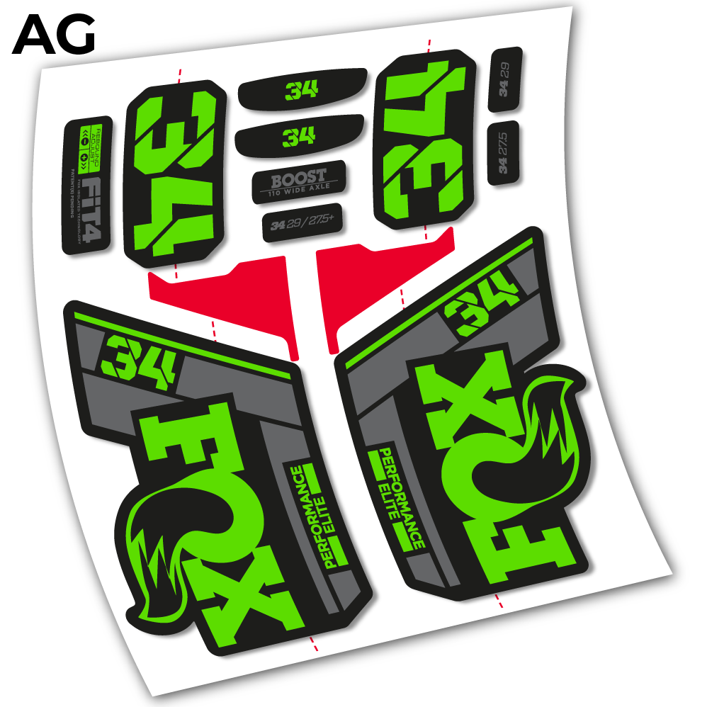 Stickers Fox 34 Performance Elite 2021 compatibles Autocollants fourche VTT