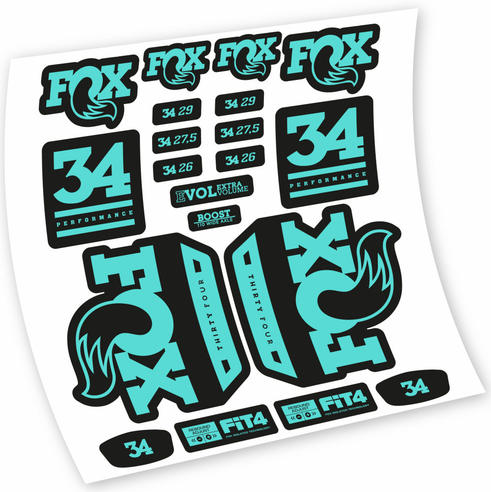 Stickers Fox 34 Performance 2018 compatibles Autocollants fourche VTT 29"