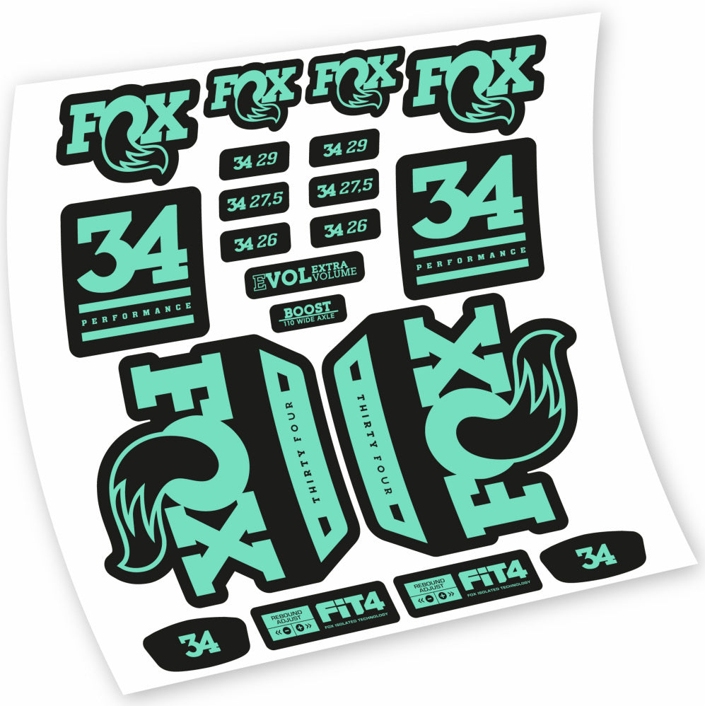 Stickers Fox 34 Performance 2018 compatibles Autocollants fourche VTT 29"