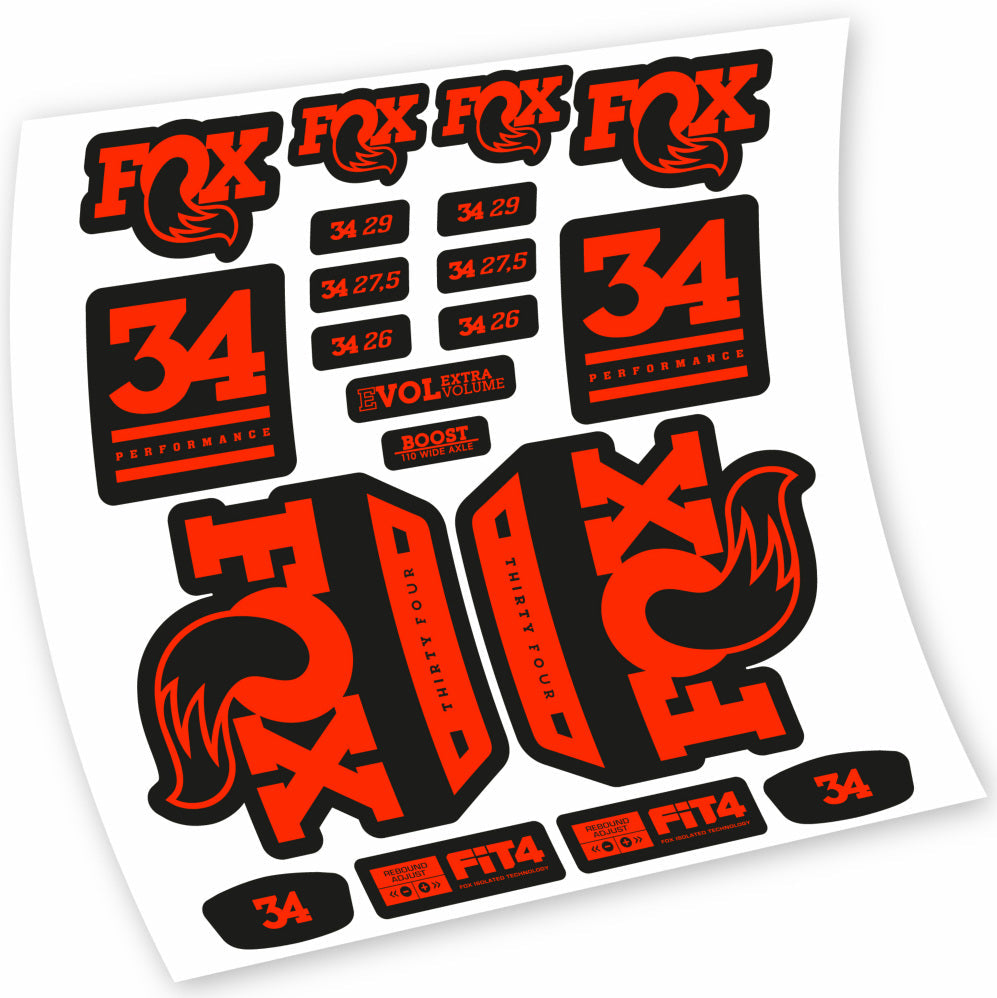 Stickers Fox 34 Performance 2018 compatibles Autocollants fourche VTT 29"