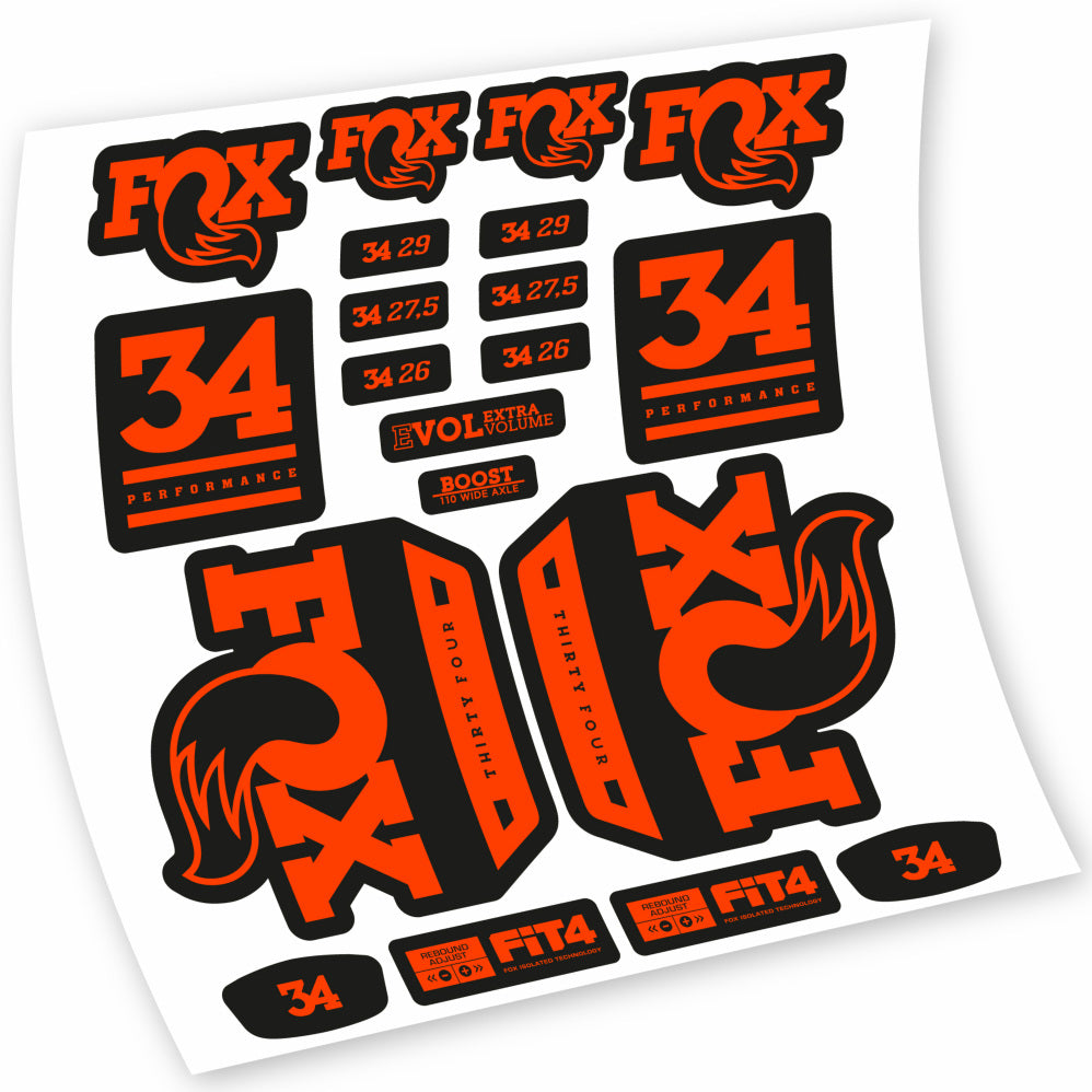 Stickers Fox 34 Performance 2018 compatibles Autocollants fourche VTT 29"