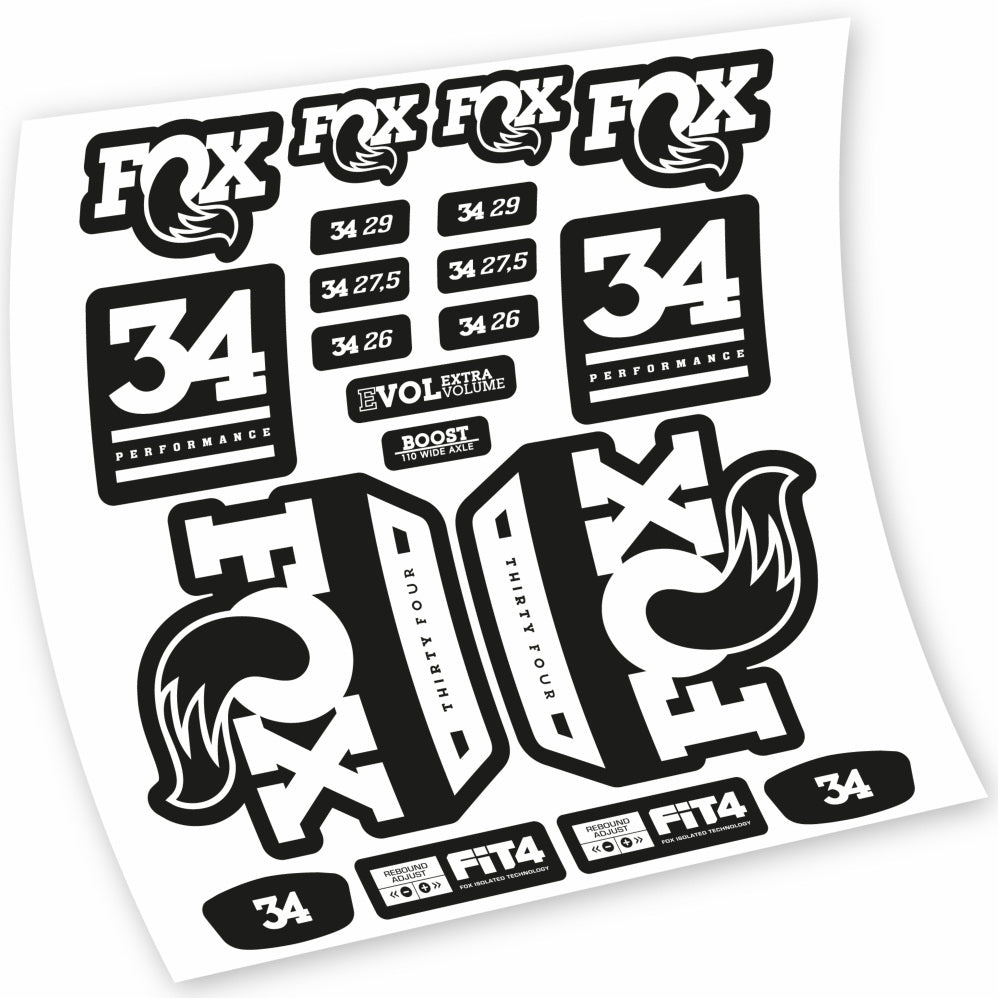 Stickers Fox 34 Performance 2018 compatibles Autocollants fourche VTT 29"