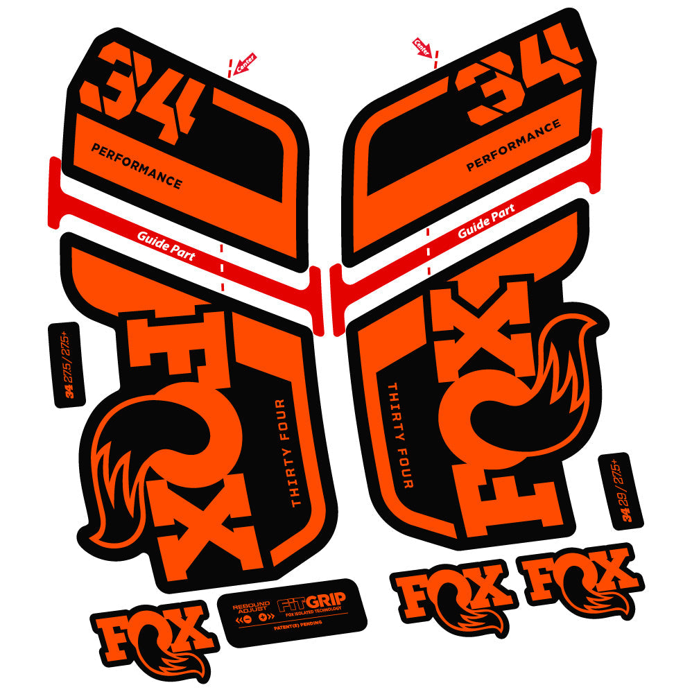 Stickers Fox 34 Performance 2022, Stycker Vinyl compatibles Autocollants fourche VTT