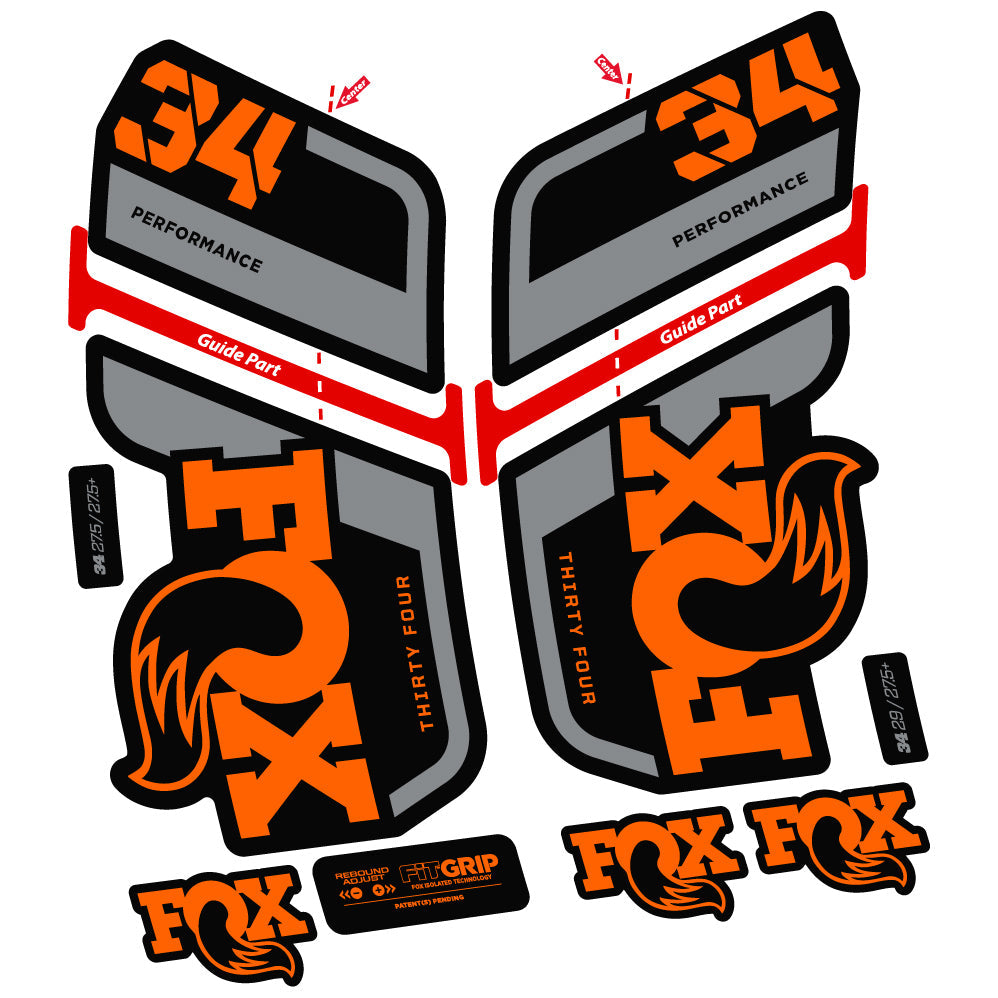 Stickers Fox 34 Performance 2022, Stycker Vinyl compatibles Autocollants fourche VTT