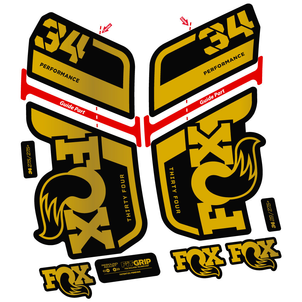 Stickers Fox 34 Performance 2022, Stycker Vinyl compatibles Autocollants fourche VTT