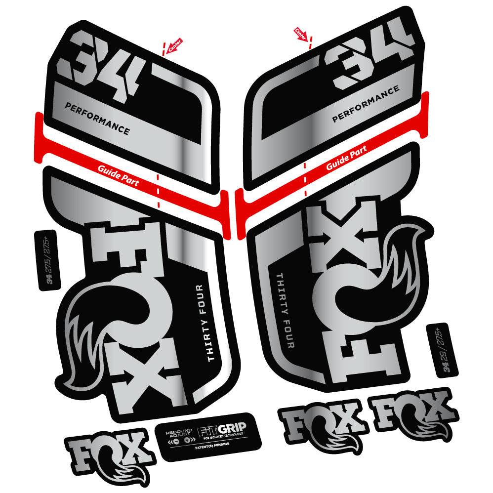 Stickers Fox 34 Performance 2022, Stycker Vinyl compatibles Autocollants fourche VTT