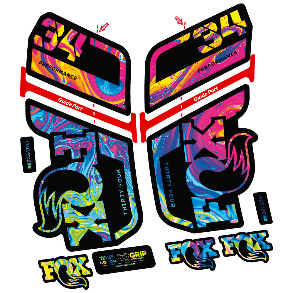 Stickers Fox 34 Performance 2022, Stycker Vinyl compatibles Autocollants fourche VTT