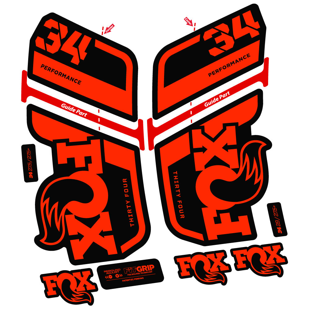 Stickers Fox 34 Performance 2022, Stycker Vinyl compatibles Autocollants fourche VTT