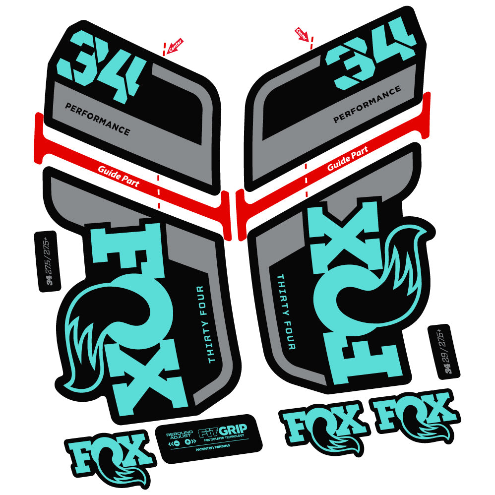 Stickers Fox 34 Performance 2022, Stycker Vinyl compatibles Autocollants fourche VTT