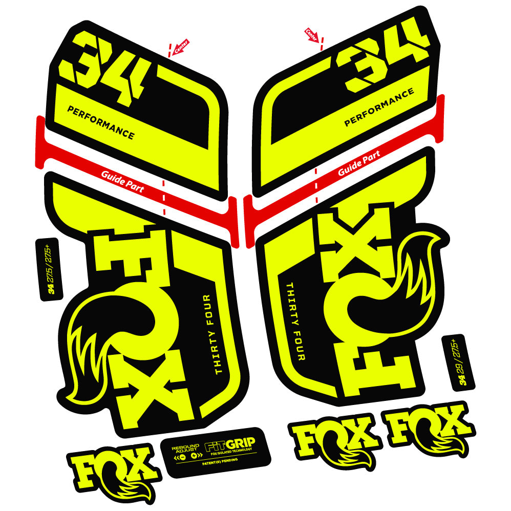 Stickers Fox 34 Performance 2022, Stycker Vinyl compatibles Autocollants fourche VTT