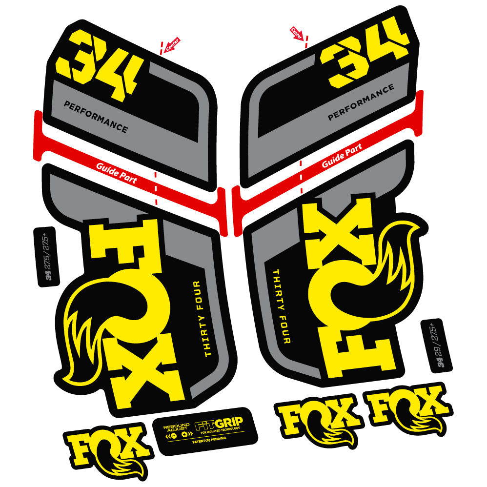 Stickers Fox 34 Performance 2022, Stycker Vinyl compatibles Autocollants fourche VTT