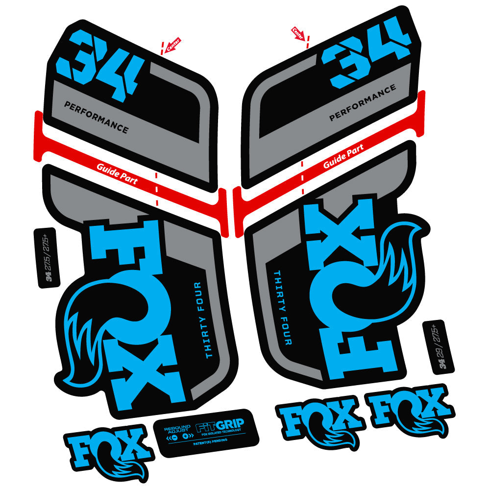 Stickers Fox 34 Performance 2022, Stycker Vinyl compatibles Autocollants fourche VTT