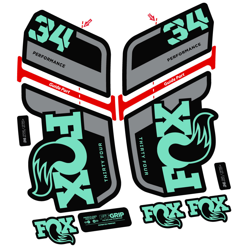Stickers Fox 34 Performance 2022, Stycker Vinyl compatibles Autocollants fourche VTT