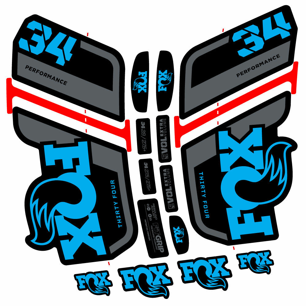 Stickers Fox 34 Performance 2021 compatibles Autocollants fourche VTT 29"