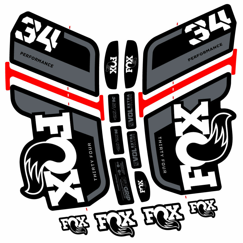 Stickers Fox 34 Performance 2021 compatibles Autocollants fourche VTT 29"