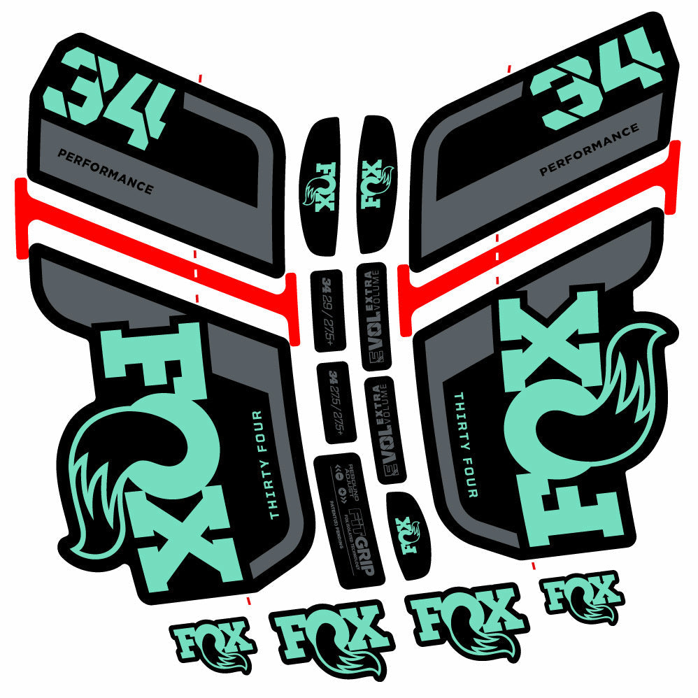 Stickers Fox 34 Performance 2021 compatibles Autocollants fourche VTT 29"