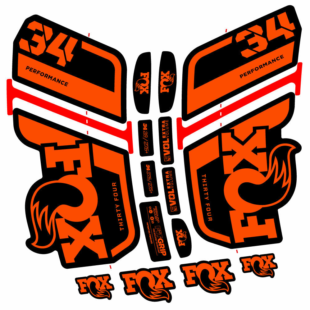 Stickers Fox 34 Performance 2021 compatibles Autocollants fourche VTT 29"