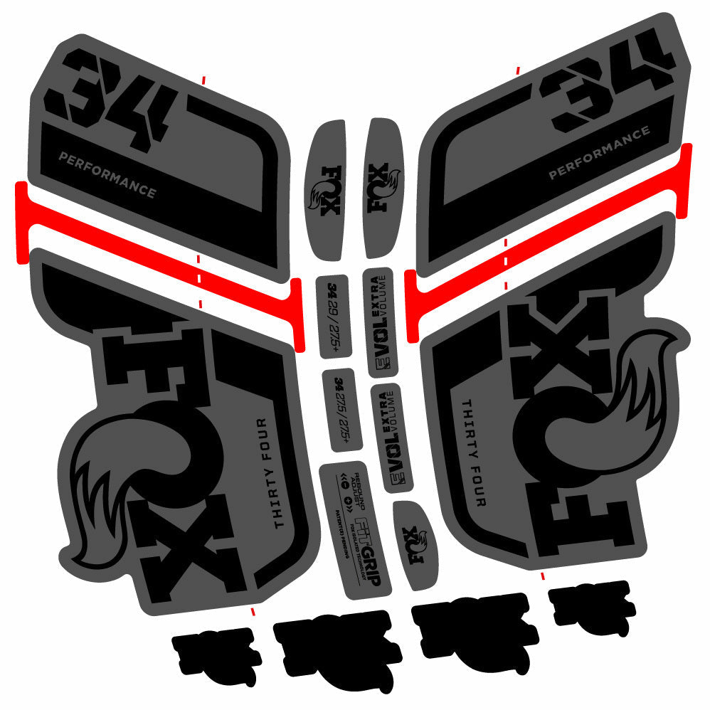 Stickers Fox 34 Performance 2021 compatibles Autocollants fourche VTT 29"