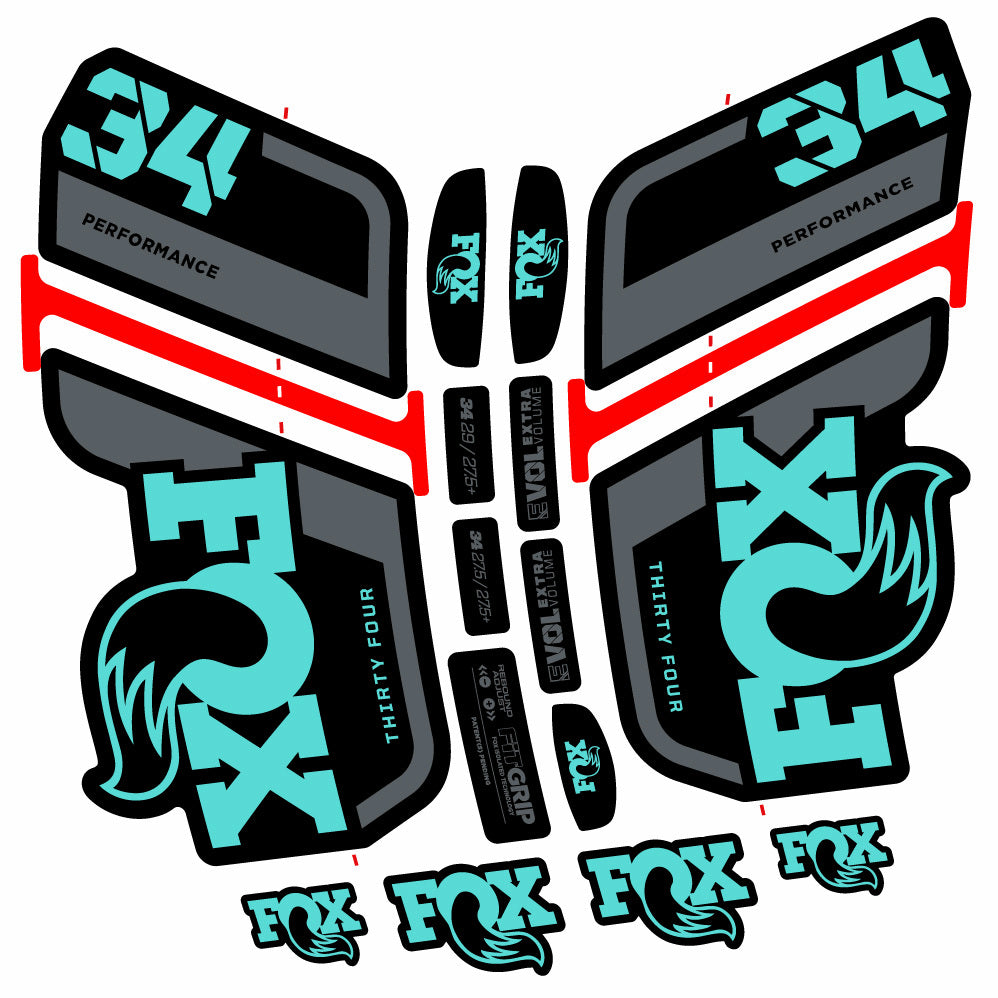 Stickers Fox 34 Performance 2021 compatibles Autocollants fourche VTT 29"