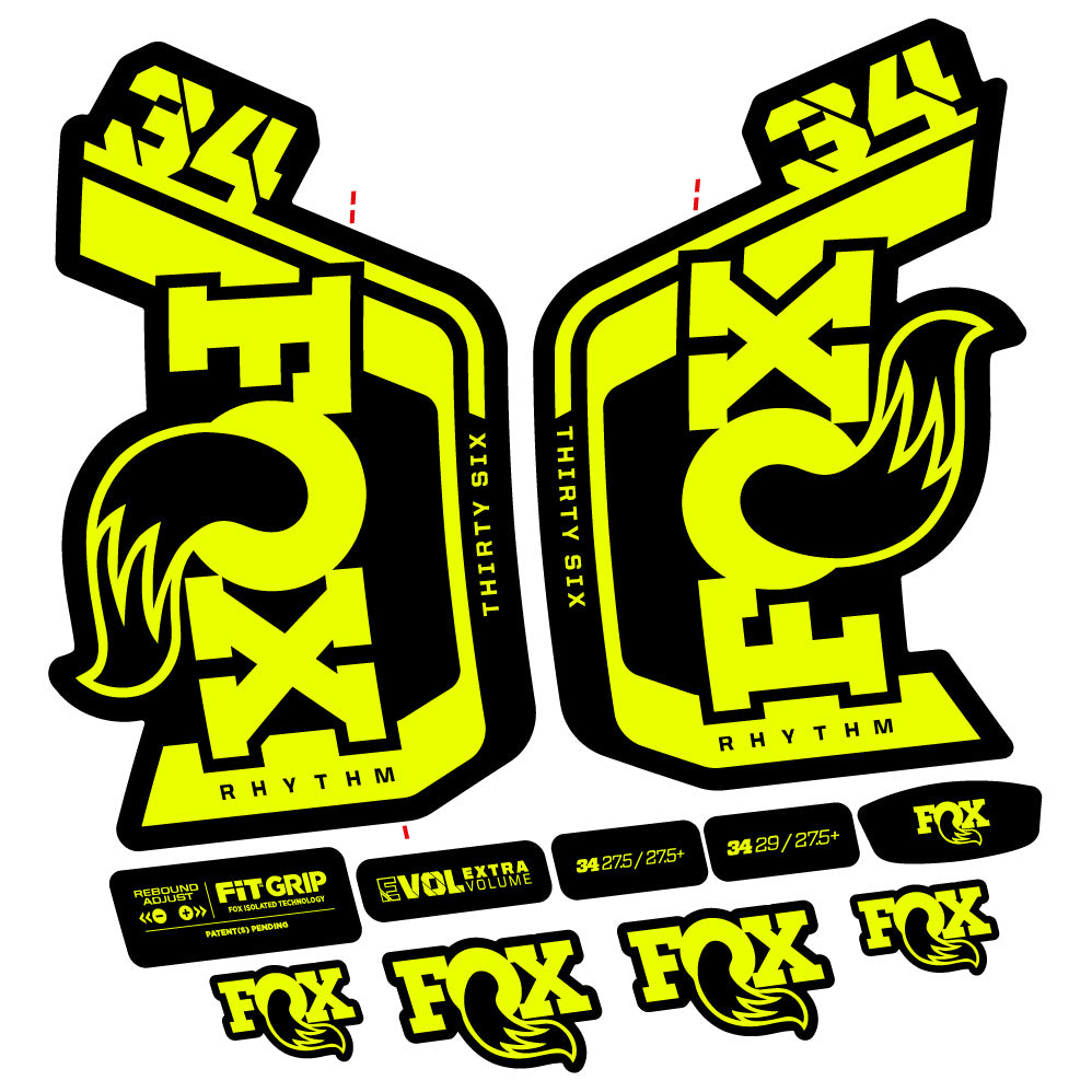 Stickers Fox Factory 34 Rhythm 2024 compatibles Autocollants fourche VTT 29"