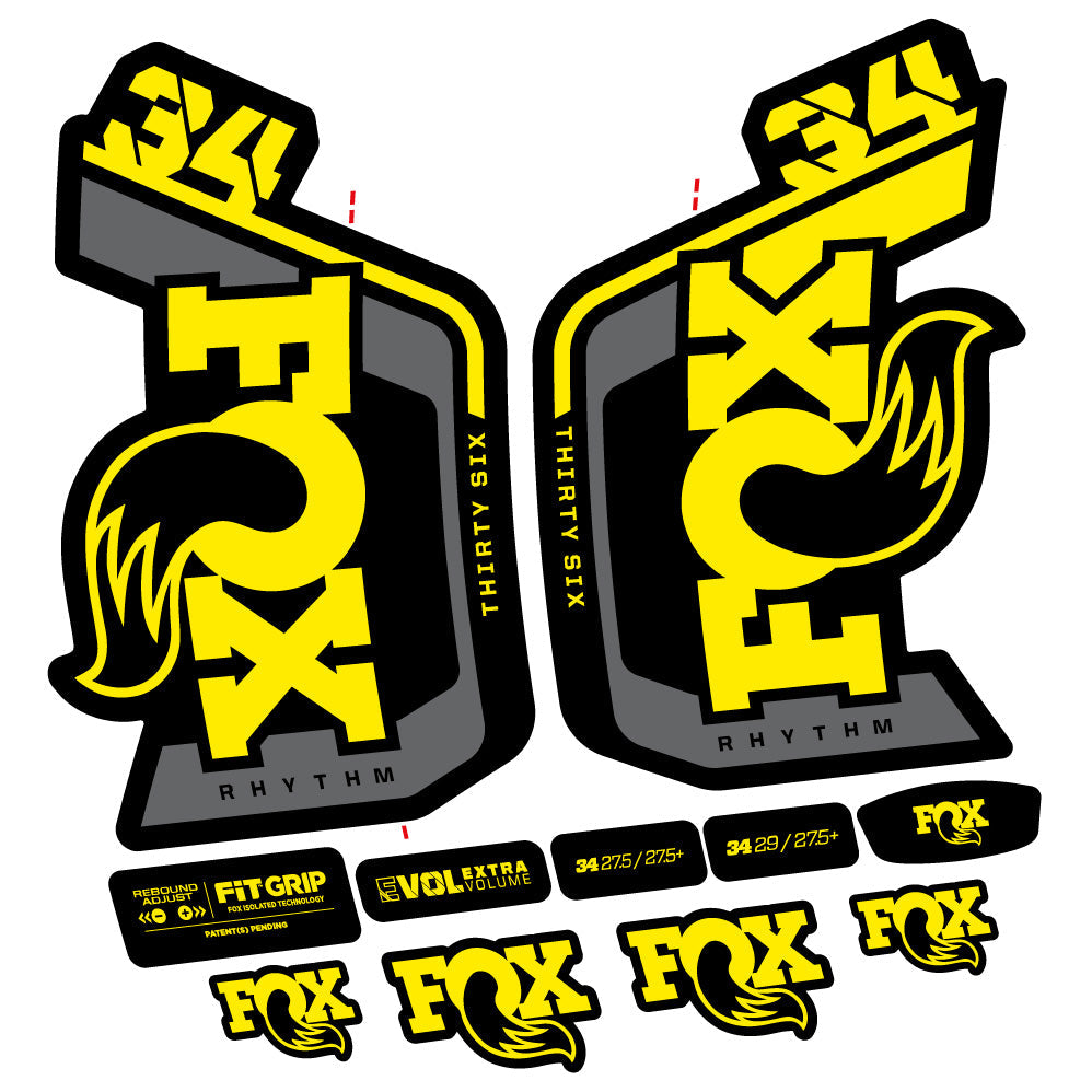 Stickers Fox Factory 34 Rhythm 2024 compatibles Autocollants fourche VTT 29"