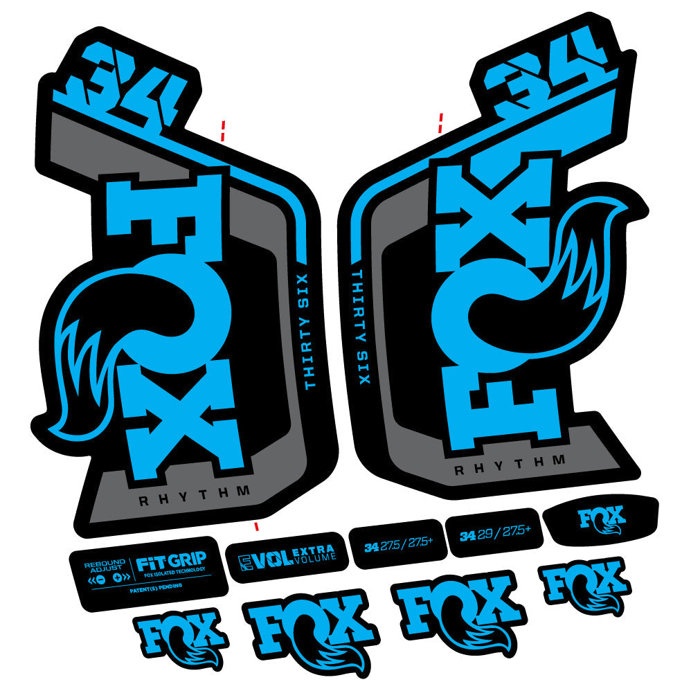 Stickers Fox Factory 34 Rhythm 2024 compatibles Autocollants fourche VTT 29"