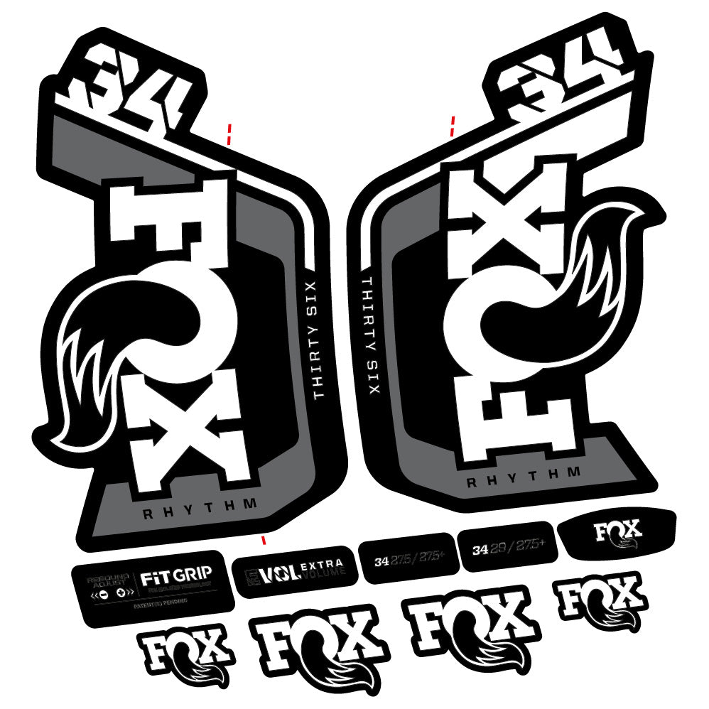 Stickers Fox Factory 34 Rhythm 2024 compatibles Autocollants fourche VTT 29"
