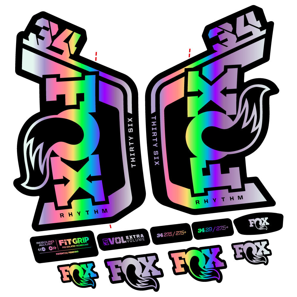 Stickers Fox Factory 34 Rhythm 2024 compatibles Autocollants fourche VTT 29"