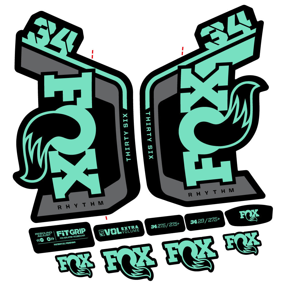 Stickers Fox Factory 34 Rhythm 2024 compatibles Autocollants fourche VTT 29"