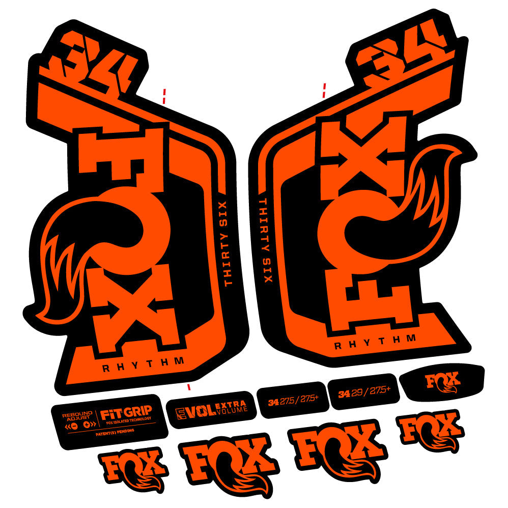 Stickers Fox Factory 34 Rhythm 2024 compatibles Autocollants fourche VTT 29"