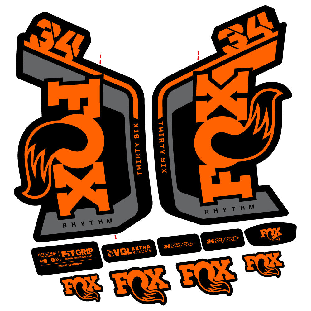 Stickers Fox Factory 34 Rhythm 2024 compatibles Autocollants fourche VTT 29"