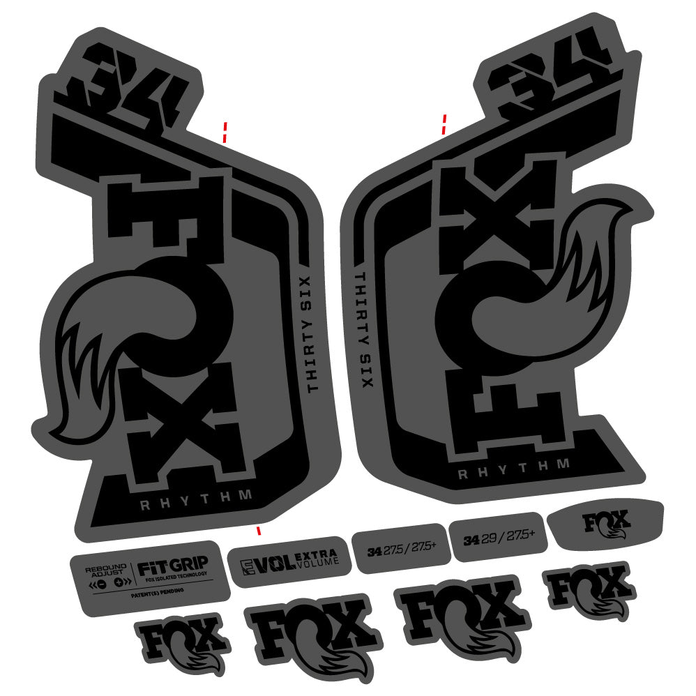 Stickers Fox Factory 34 Rhythm 2024 compatibles Autocollants fourche VTT 29"