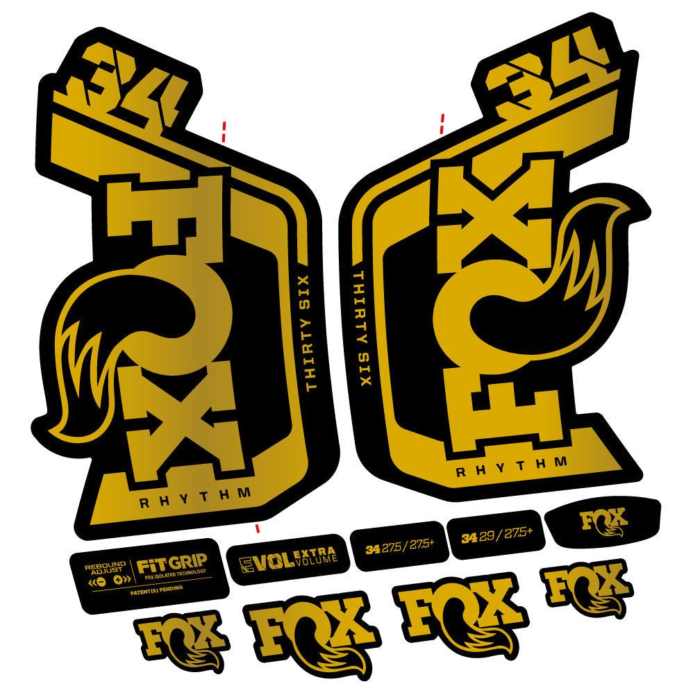 Stickers Fox Factory 34 Rhythm 2024 compatibles Autocollants fourche VTT 29"