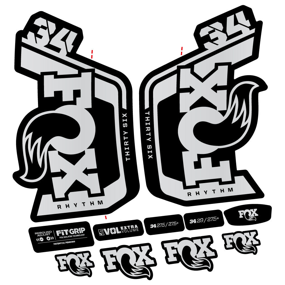 Stickers Fox Factory 34 Rhythm 2024 compatibles Autocollants fourche VTT 29"