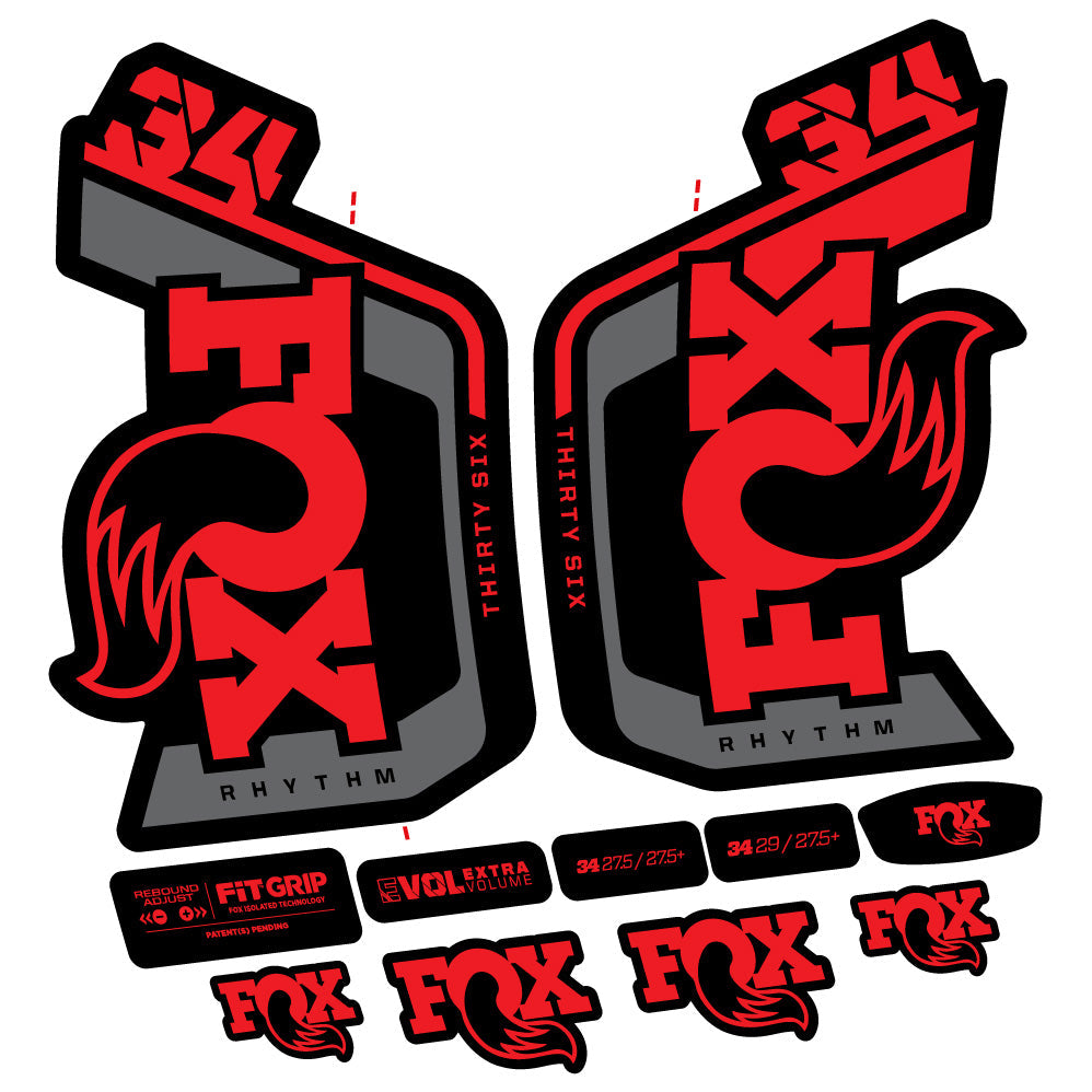Stickers Fox Factory 34 Rhythm 2024 compatibles Autocollants fourche VTT 29"