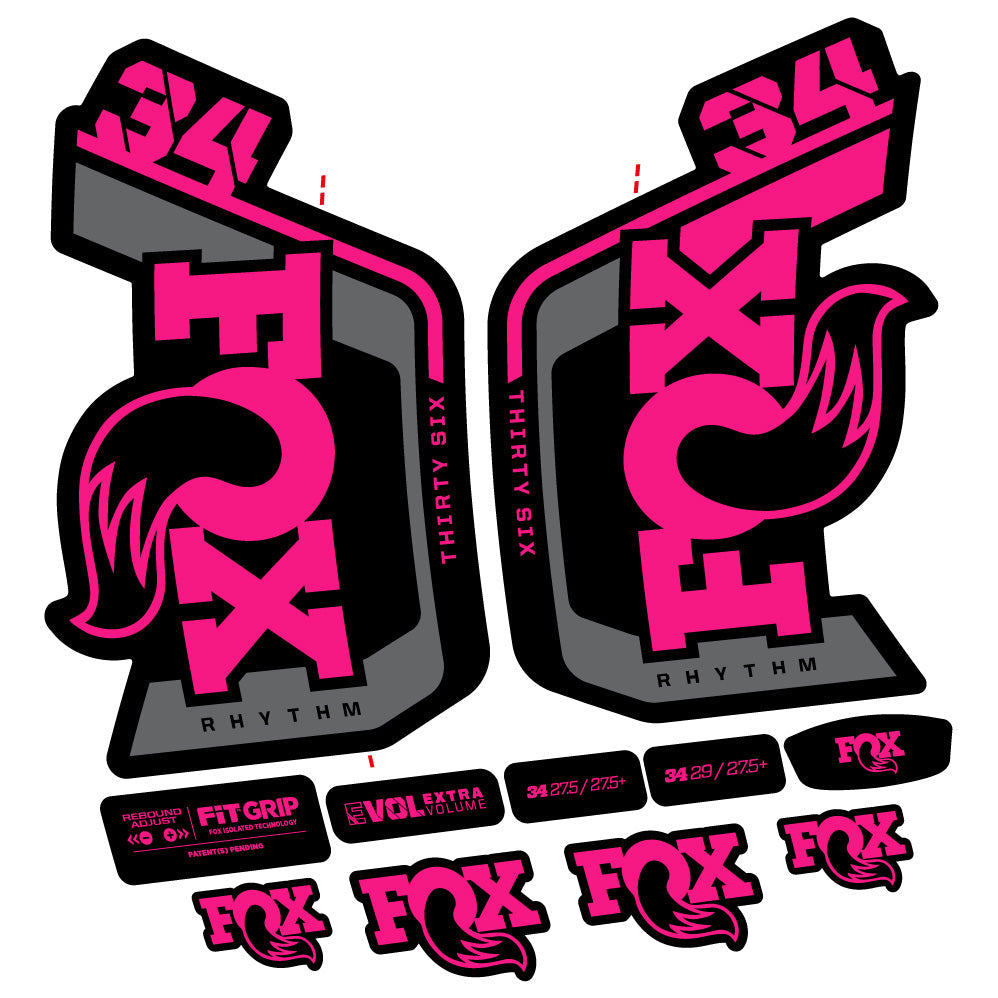 Stickers Fox Factory 34 Rhythm 2024 compatibles Autocollants fourche VTT 29"