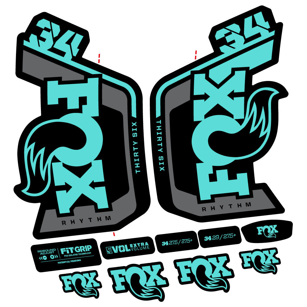 Stickers Fox Factory 34 Rhythm 2024 compatibles Autocollants fourche VTT 29"