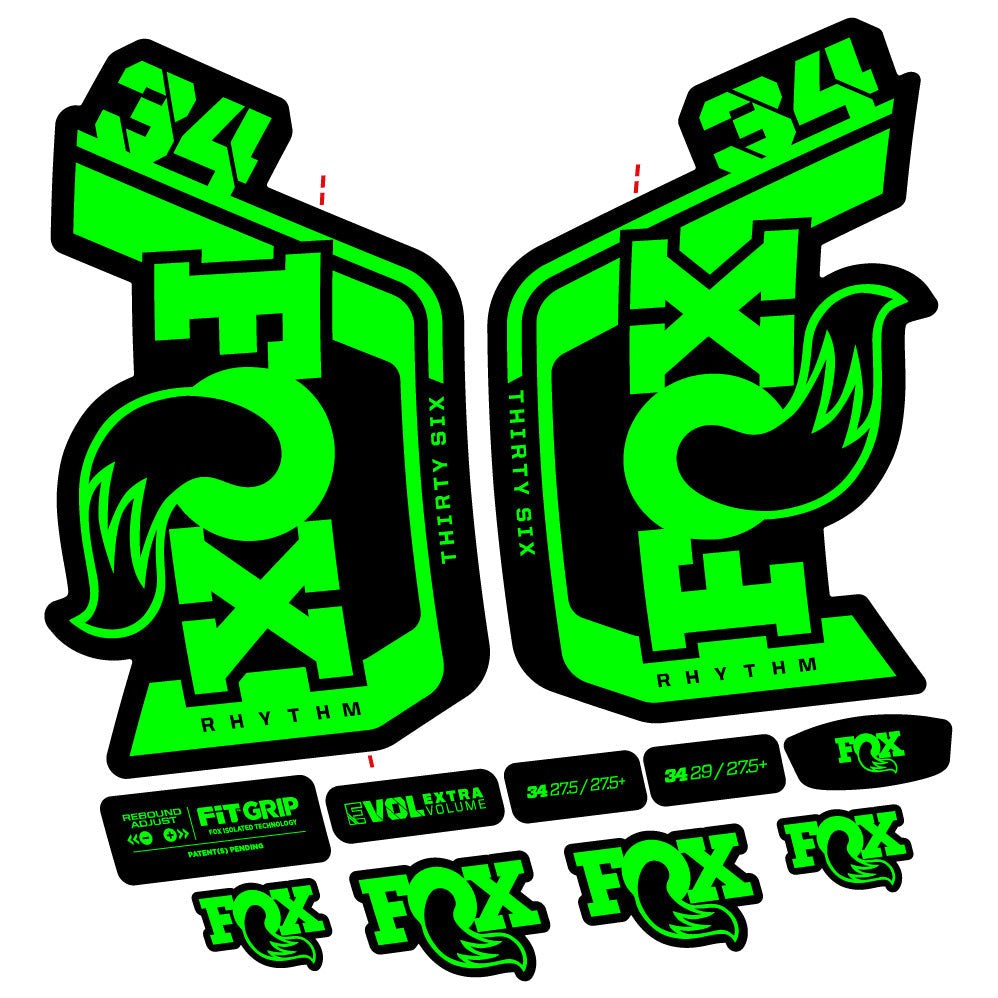 Stickers Fox Factory 34 Rhythm 2024 compatibles Autocollants fourche VTT 29"