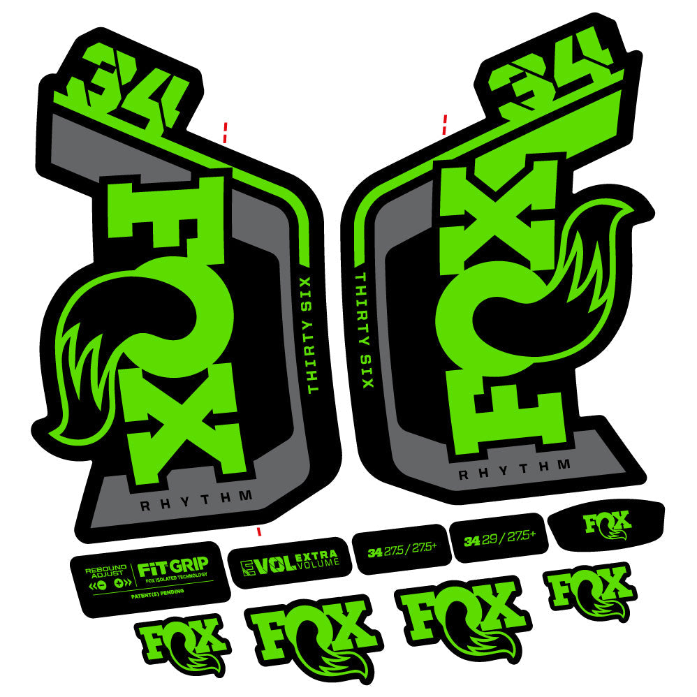 Stickers Fox Factory 34 Rhythm 2024 compatibles Autocollants fourche VTT 29"