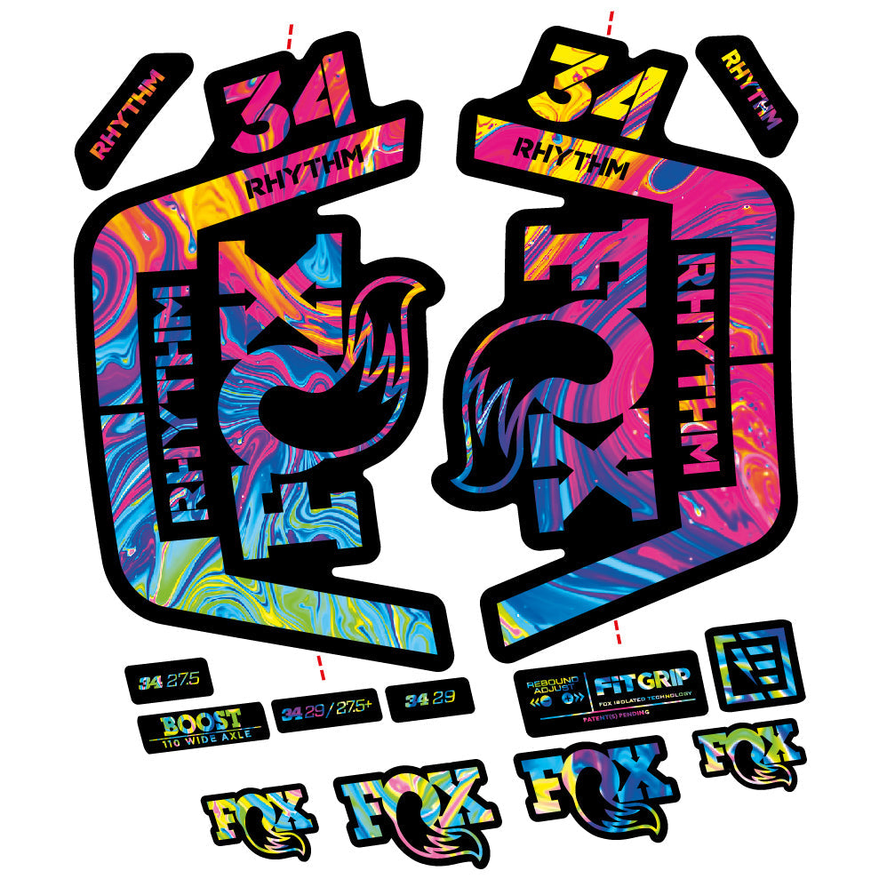 Stickers Fox 34 Rhythm 2019 compatibles Autocollants fourche VTT