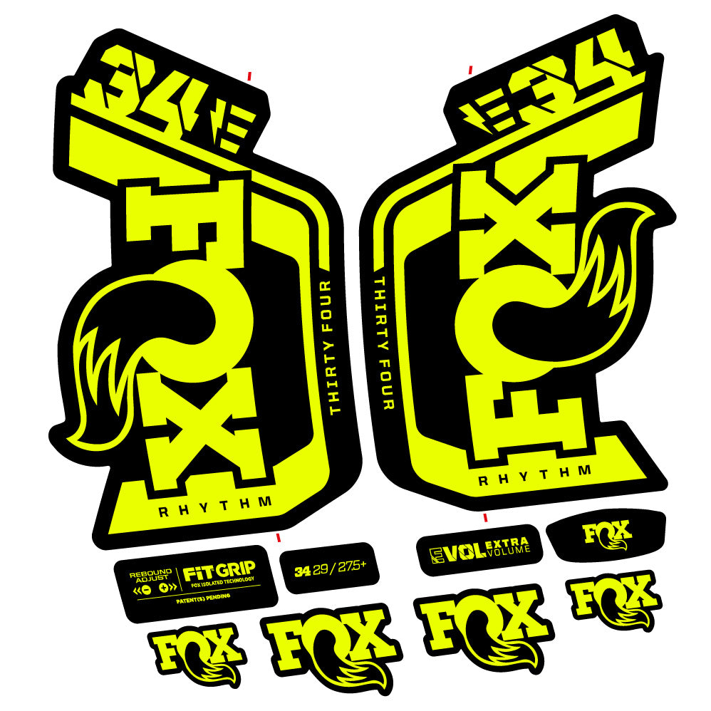 Stickers Fox Factory 34 Rhythm E 2024 compatibles Autocollants fourche VTT 29"